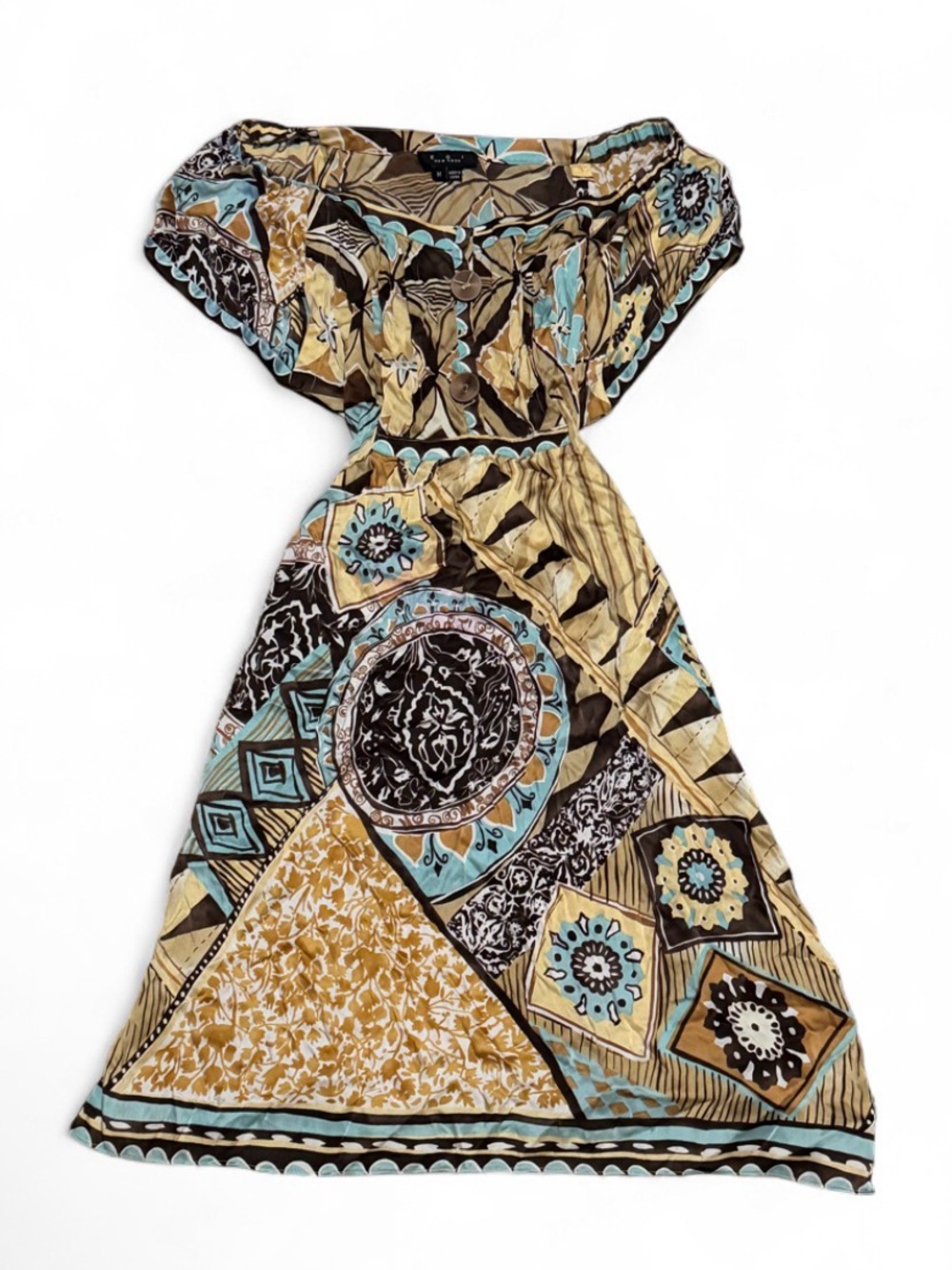 ECI New York Y2K Bohemian Silk Patterned Babydoll Dress